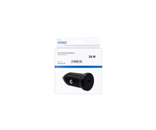USB car 20W C fast charger, PD 3.0 fast charging function, black, DINIC Box Eurohole